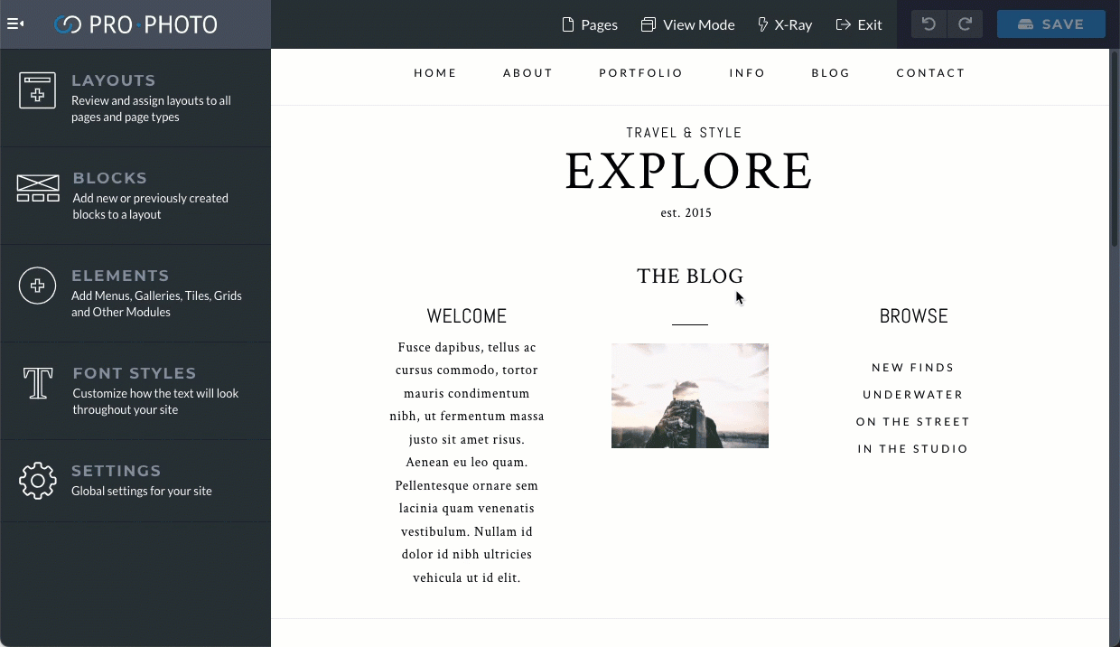 explore blog page WordPress content module.gif